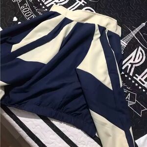 Navy and Cream Pleated Skirt